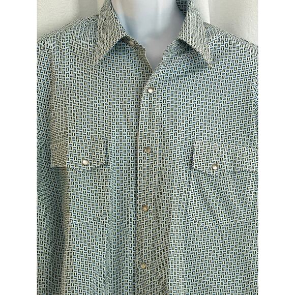 Wrangler Wrancher Pearl Button Western Shirt Cowboy Ranch Size L - Picture 11 of 12